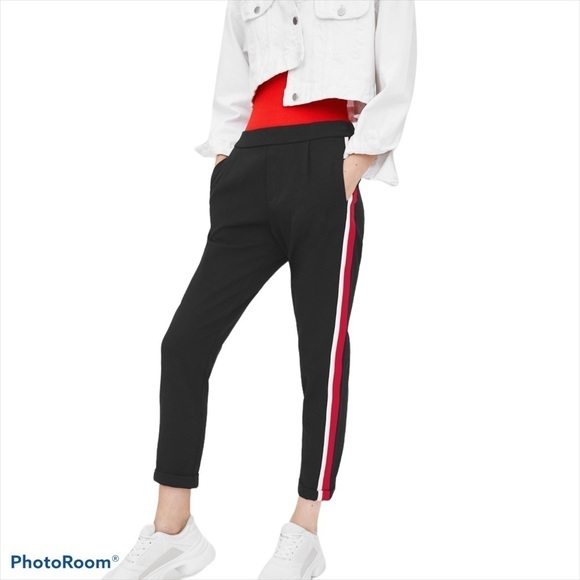 Zara black red white side stripes jogger pants Sz XS - Picture 1 of 14